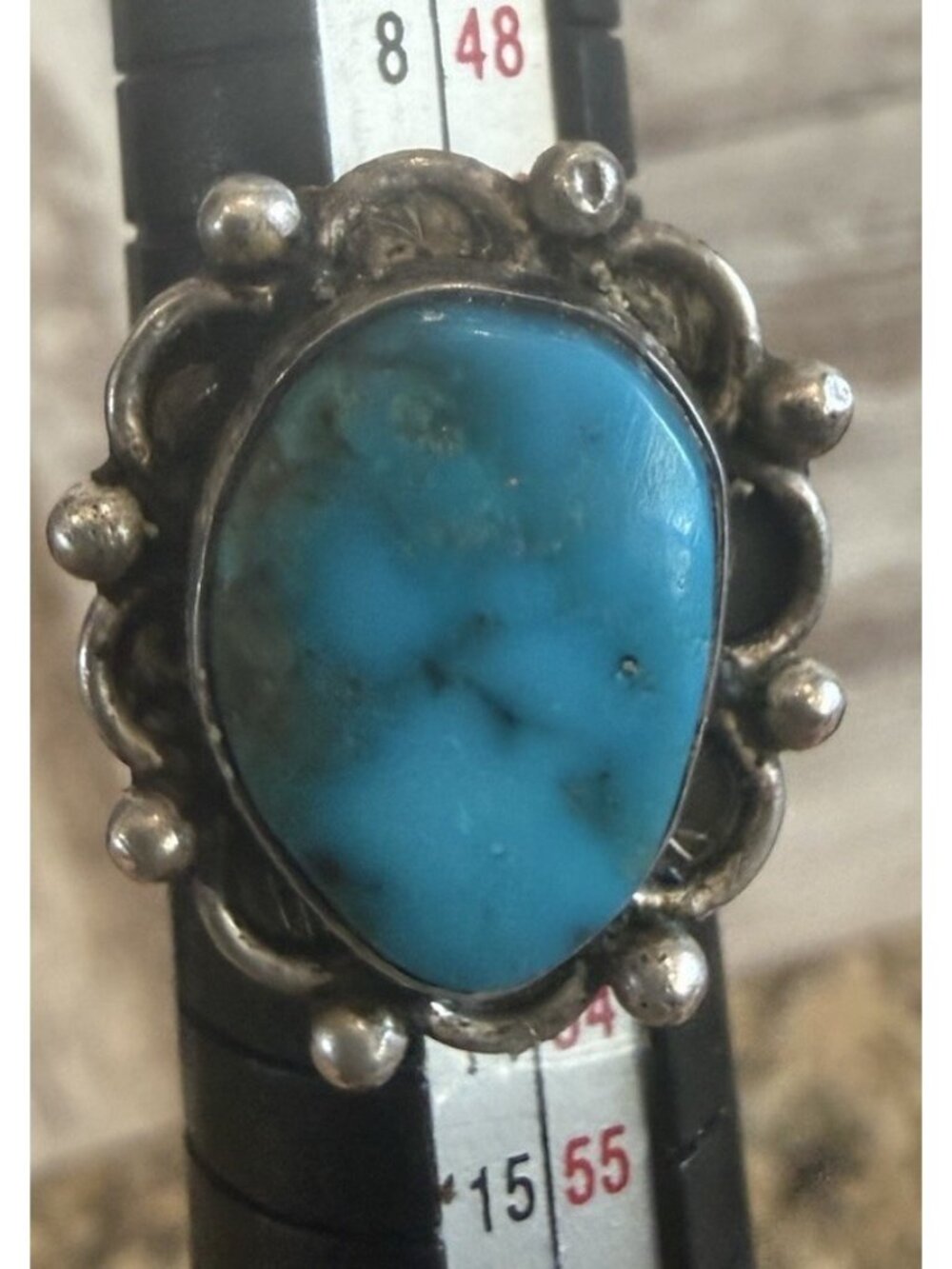 Vintage Native American Turquoise Sterling Silver Ring Size 5-5.5